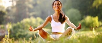 Girl in nature in meditation