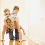 mother and children play